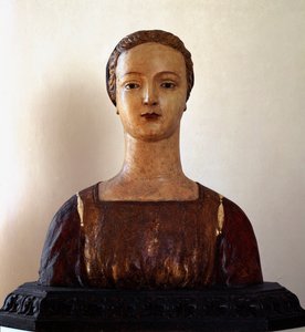 Ung dame (polykrom træskulptur af Sienese School