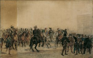 Ankomsten af ​​cuirassiers Henri Duval greve af Dampierres i slotsgården