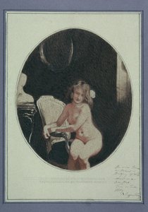 Siddende kvindelig nøgen af Sigmund Walter Hampel