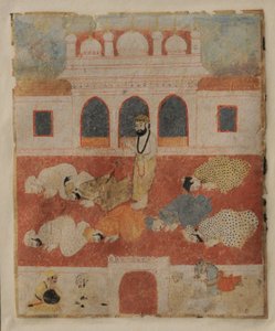 Guru Nanak Dev ji står midt blandt hengivne af Sikh School