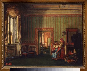 Interiør af prins Alexander Galitzines hus (Golitsyn) (1723-1804) i Rom (Italien). Maleri af Sylvester Feodosiyevich Shchedrin (Sylvester Shchedrin) (1791-1830), olie på lærred