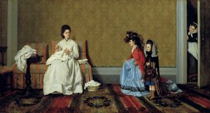 Små piger, der spiller damer af Silvestro Lega