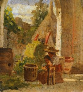 Rustik loggia, Country Study triptykon af Silvestro Lega