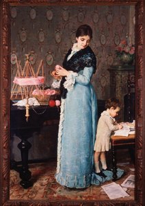 Moderen - olie på lærred af Silvestro Lega