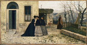 Besøget (olie på lærred af Silvestro Lega