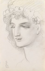 Studie af et kranset hoved, 1867 af Simeon Solomon