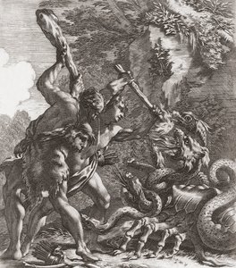 Herkules og Hydraen. (Print) af Simon (after) Vouet