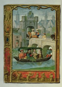 Tilføj 24098 F.22V maj: En sejlspart og bueskydning fra en Book of Hours eller golfbogen, c.1520-30 (Vellum)