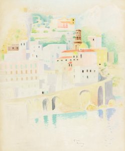 Atrani, Amalfikysten (pastel på papir) af Simon Albert Bussy