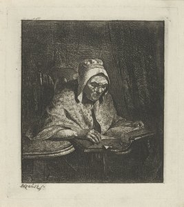 Læser gammel kvinde af Simon Andreas Krausz