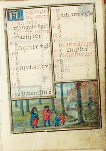 Folio fra en miniaturebog med timer, brug af Rom, Brugge, 1530-35 af Simon Bening