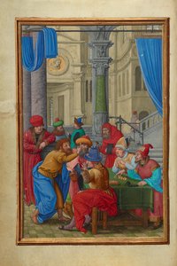 Judas modtager de tredive sølvpenge af Simon Bening