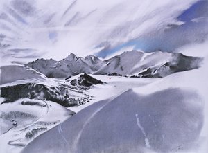 Alpes et nuages, 2003 (pastel og blandede medier på papir) af Simon Fletcher