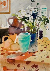 Japanske anemoner, 2015 (akvarel) af Simon Fletcher