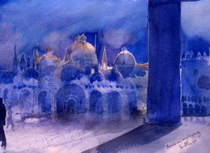 Basilika, natstudie, 2006 (akvarel på papir) af Simon Fletcher