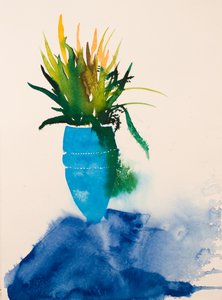 Blå vase, 2016 (akvarel) af Simon Fletcher