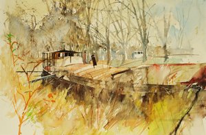 Canal du Midi, 2000 (akvarel) af Simon Fletcher