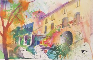 Chateau and Terrace, 2003 (akvarel på papir) af Simon Fletcher