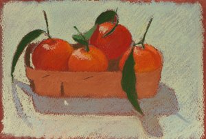 Christmas mandarins, 2015 (pastel på papir) af Simon Fletcher