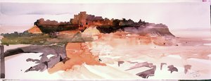 Desert Citadel, Jaiselmer, 2007 (akvarel på papir) af Simon Fletcher
