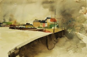 Monkstown havn, Cork, 2003 (akvarel) af Simon Fletcher