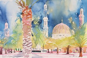 Muscat, Great Mosque, 2004 (akvarel på papir) af Simon Fletcher