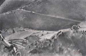 The High Road, 2001 (pastel og blandede medier på papir) af Simon Fletcher