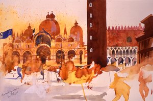 The Meeting, San Marco, 2006 (akvarel på papir) af Simon Fletcher