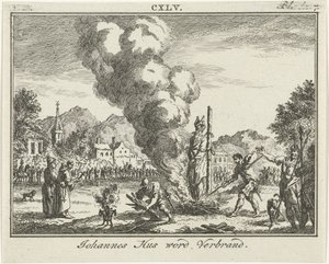 Afbrænding af Jan Hus på bålet, midten af 1700-tallet