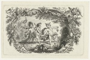 Tre putti ved en bikube af Simon Fokke