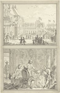 Honselaarsdijk Palace skifter ejer / Salg af de preussiske herredømmer til Anna van Hannover, 1754 af Simon Fokke