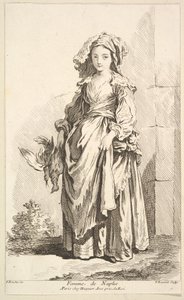 Kvinde fra Napoli, fra Samling af forskellige udenlandske figurer Opfundet af F. Bouc..., 1700-tallet.