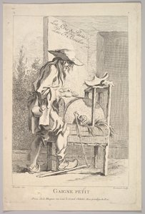 Frontispice: Gaigne Petit, fra Le Cris de Paris The Cries of Paris, plade 1, 1700-tallet.