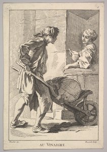 Omvendt kopi af Au Vinaigre Eddike, fra Le Cris de Paris The Cries of Paris..., 1700-tallet.