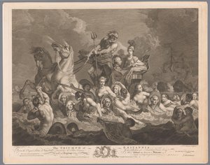 Allegori om den britiske flåde og sejren over den franske flåde The Triumph of Britannia (titel på objekt)