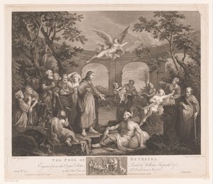 Kristus helbreder de syge i Bethesda The Pool of Bethesda (titel på objekt)
