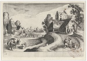 Landsbyudsigt med en gård
