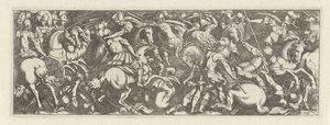 Gevecht mellem kavaleristen og infanterist Cavalry (serietitel) Faecvnda hvad er den elskede af Phaebus og den taknemmelige Florentia til mænd af ivrig geni, nok er vist af pvgnas, enthea ved kraften af ​​de bryster, som Mercury udskårne den garvede klient af Simon Frisius