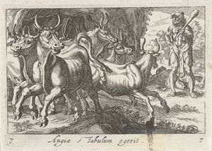 Hercules hoedt de kudde van Geryon (titel på objekt) Herculische temaer (serietitel) af Simon Frisius
