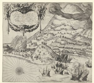 Hollændernes sejr over portugiserne på Tidore (venstre billede), 1605