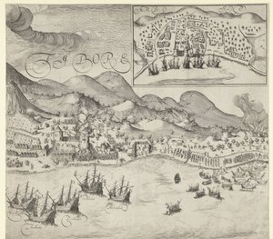 Hollændernes sejr over portugiserne på Tidore (højre billede), 1605