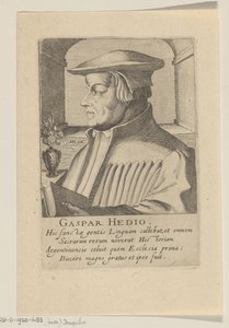 Portræt af Caspar Hedio af Simon Frisius