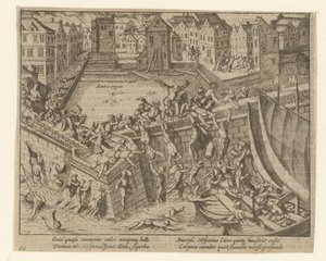 Den spanske furie: Indbyggerne flygter ned ad Schelde-floden, 1576