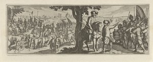 Twee soldater under en boom Cavalry (serietitel) Faecvnda hvad er den elskede af Phaebus og den taknemmelige Florentia til mænd af ivrig geni, nok er vist af pvgnas, enthea ved kraften af ​​de bryster, som Mercury udskårne den garvede klient (serietitel) af Simon Frisius