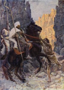 Illustration til Sir Walter Scotts The Talisman (farve litho)