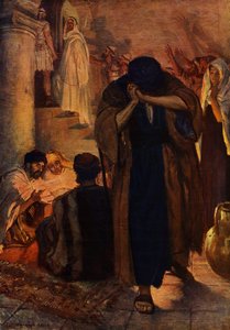 Peters fornægtelse (farve litho)