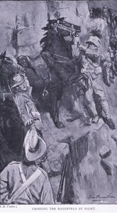 Crossing the Roggeveld by night, fra After Pretoria: The Guerilla War udgivet af Harmsworth Brothers Limited, 1901 af Simon Harmon Vedder