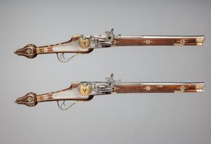 Par Wheellock-pistoler lavet til livvagten af prins-valget i Sachsen, tysk, C1610 af Simon Helbig