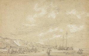 Fiskere tørrer net på Scheveningen Strand