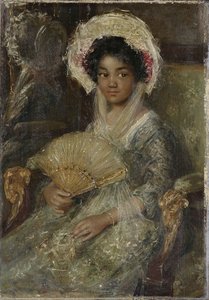 Ung kvinde med en fan, ca. 1906 (olie på lærred) af Simon Maris